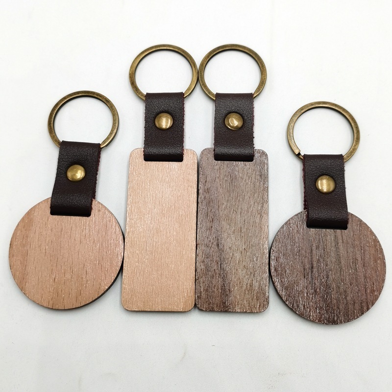 Wholesale Blanks Key chain Custom Laser Engrave Name Wooden Keychains