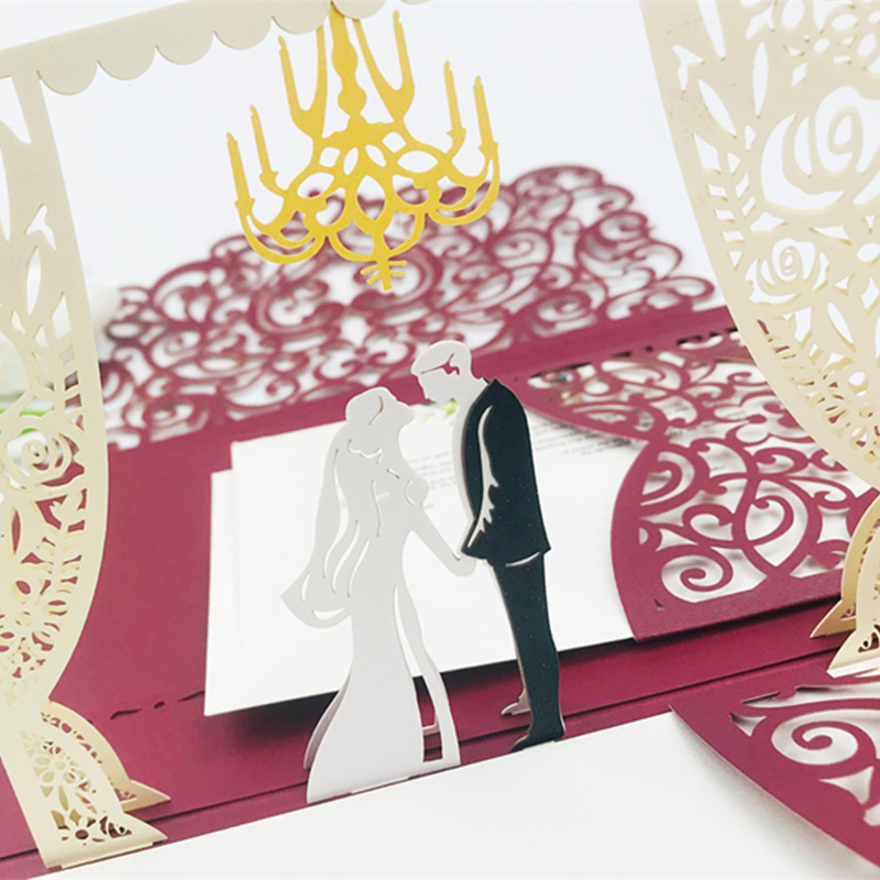 Holiday Greeting Cards Hollow Wedding invitation laser card Three-Dimensional Pop Up Cards For Business And Wedding Invitation