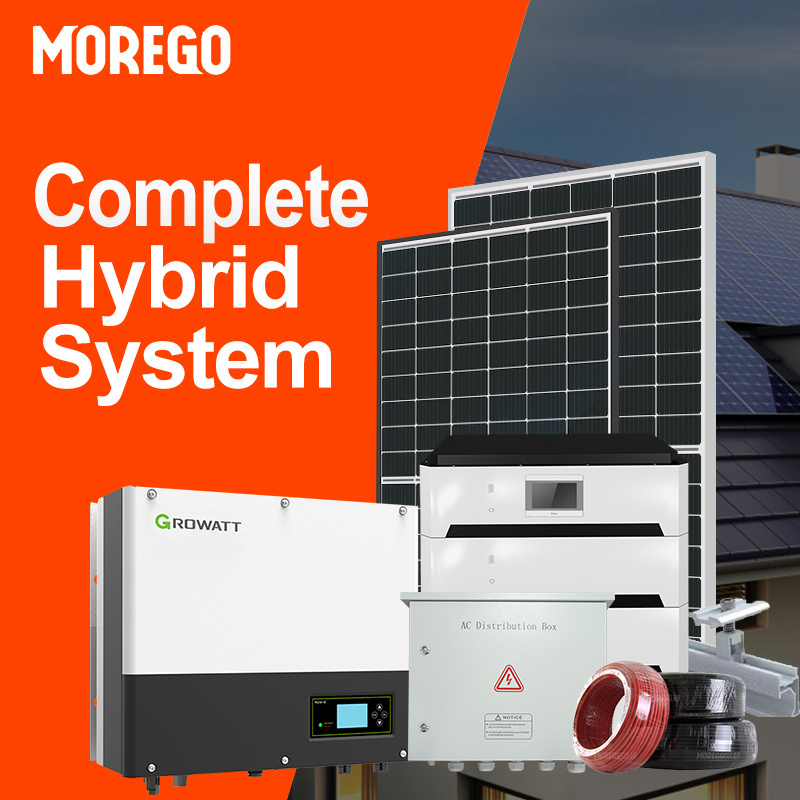 Moregostorage complete solar generator kit 20KW 15KW 10KW 5KW solar panel systems with Growatt hybrid inverter battery