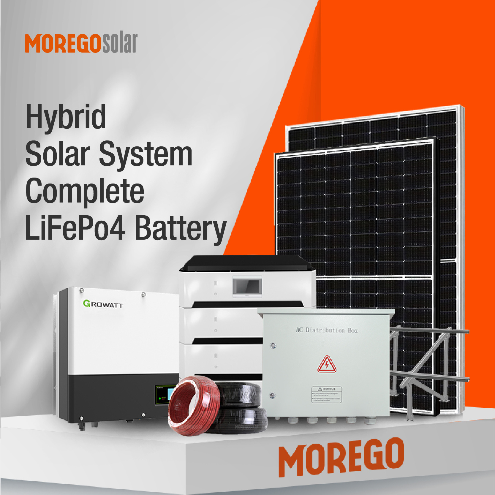 Moregostorage complete solar generator kit 20KW 15KW 10KW 5KW solar panel systems with Growatt hybrid inverter battery