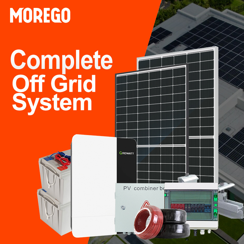 Moregosolar off grid solar systems 15KW 12KW 10KW home solar system light with 12V 200AH GEL Battery