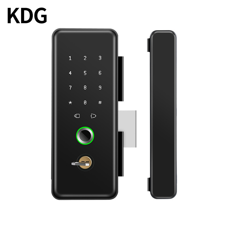 TUYA fingerprint password glass door lock mobile phone Bluetooth remote unlock office smart door lock