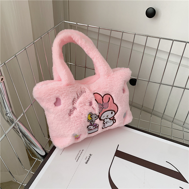 Cute cartoon plush anime bag for girls kuromis plush hand bags for children Kawaii Plush Tote Bag Hello Kitten My Melodies