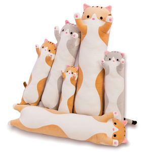 CPC Hot sale 50cm  70cm 90cm 110cm 130cm Stuffed Animal Toys Cute Cat Soft Long Body Plush Pillow Long Bed Sleeping