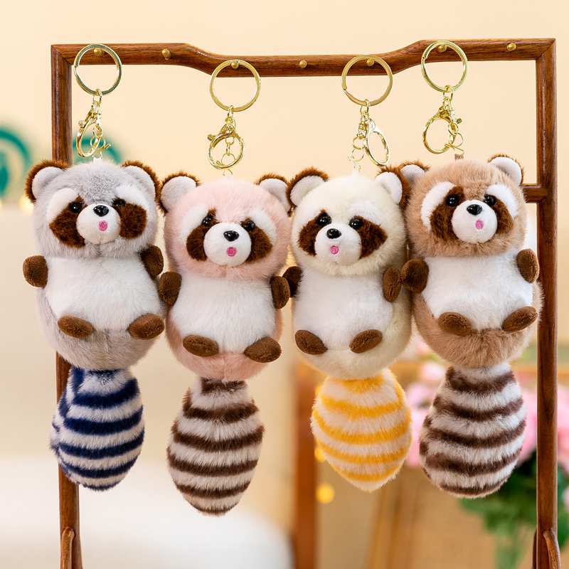 2024 Cute 10cm 12cm 14cm panda plush keychains toys kawaii mini claw machine plush toys soft animals dinosaur