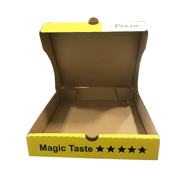 Custom Pizza Boxes 10 12 14 16 18 Pizza Boxes Wholesale Yellow Pizza Packing Box B Flute