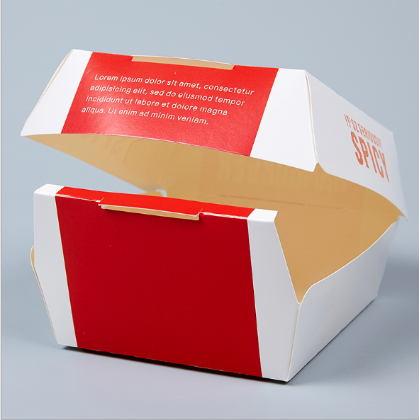 Wholesale Burger Fast Food Packing Box Custom Custom Printed  Food Packaging Hamburger Burger Box