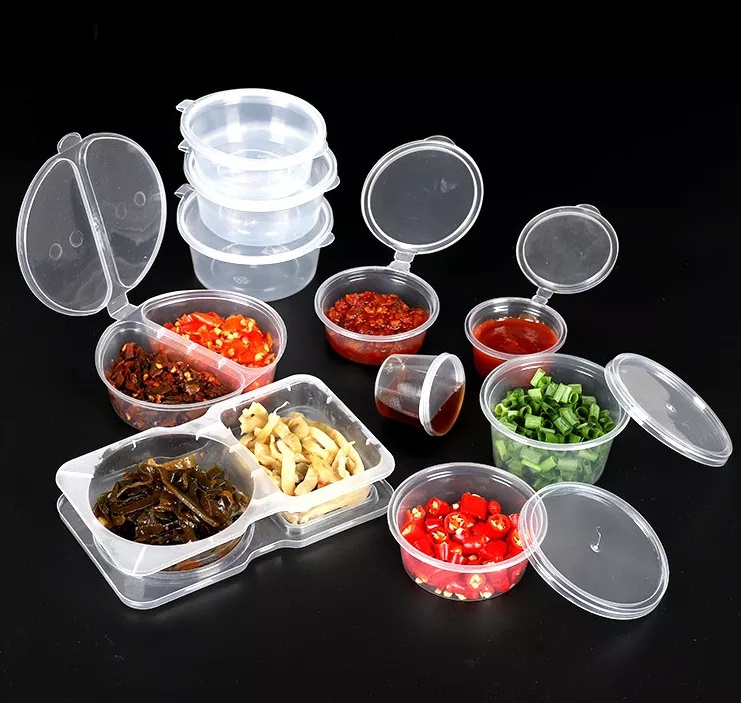 free sample cheap wholesale disposable transparent plastic pet pp take away portion dipping sauce cup with lid