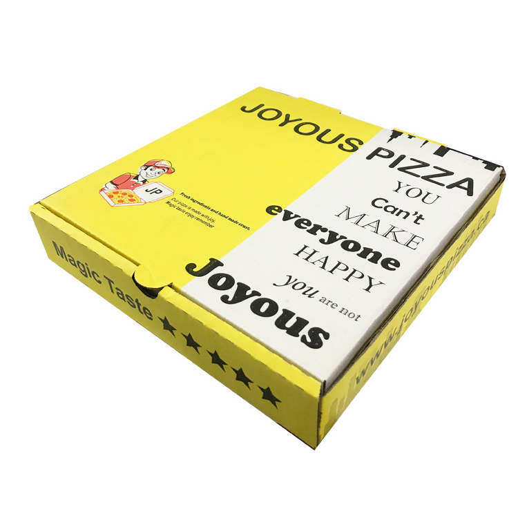 Custom Pizza Boxes 10 12 14 16 18 Pizza Boxes Wholesale Yellow Pizza Packing Box B Flute