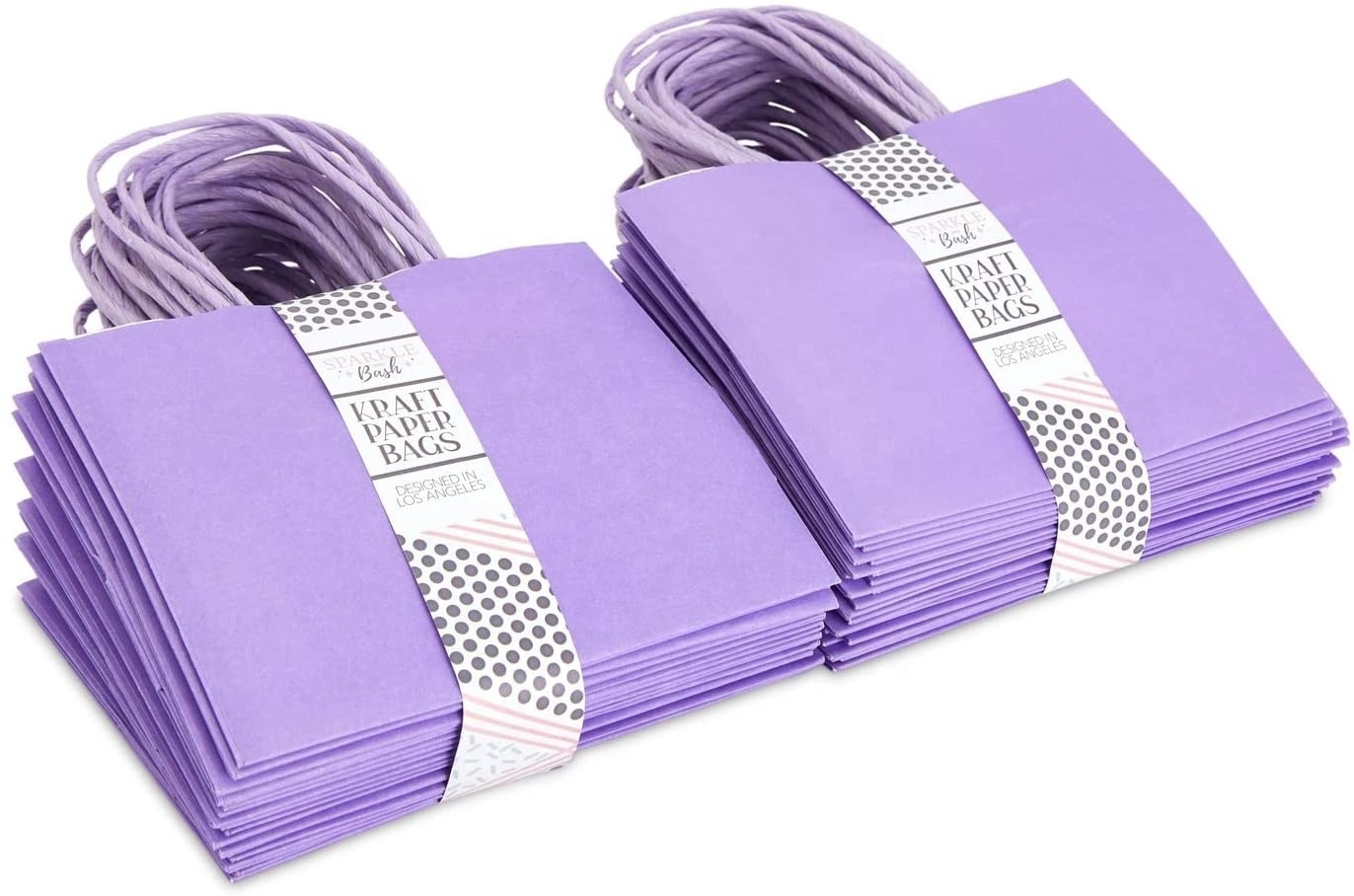 Manufacturer 50 Pack Mini Kraft Paper Purple Gift Bags with Handles 6x5x2.5 inch Bulk for Birthday Party Favors