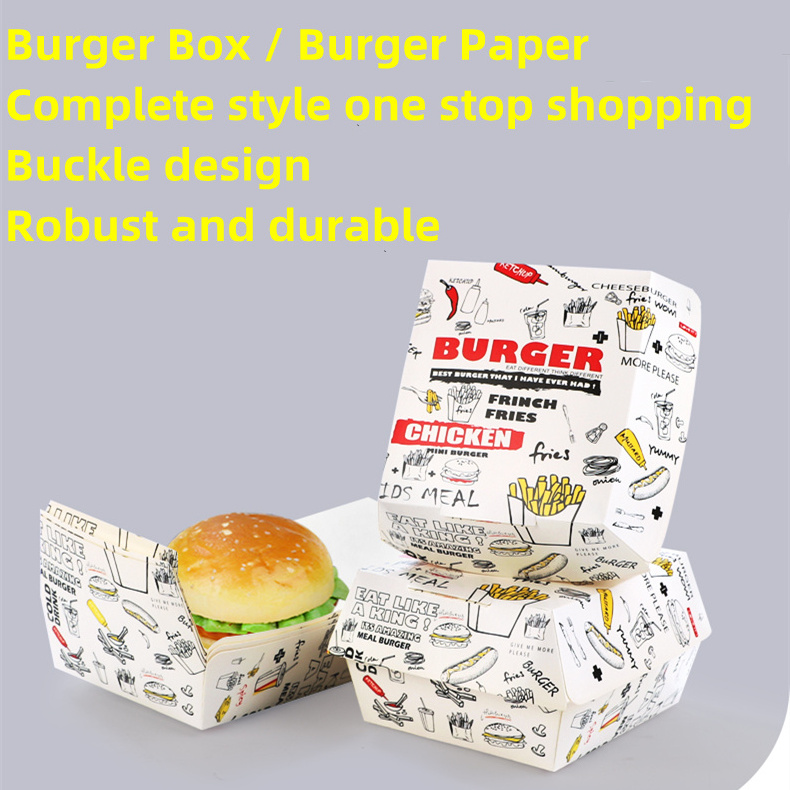 Wholesale Burger Fast Food Packing Box Custom Custom Printed  Food Packaging Hamburger Burger Box