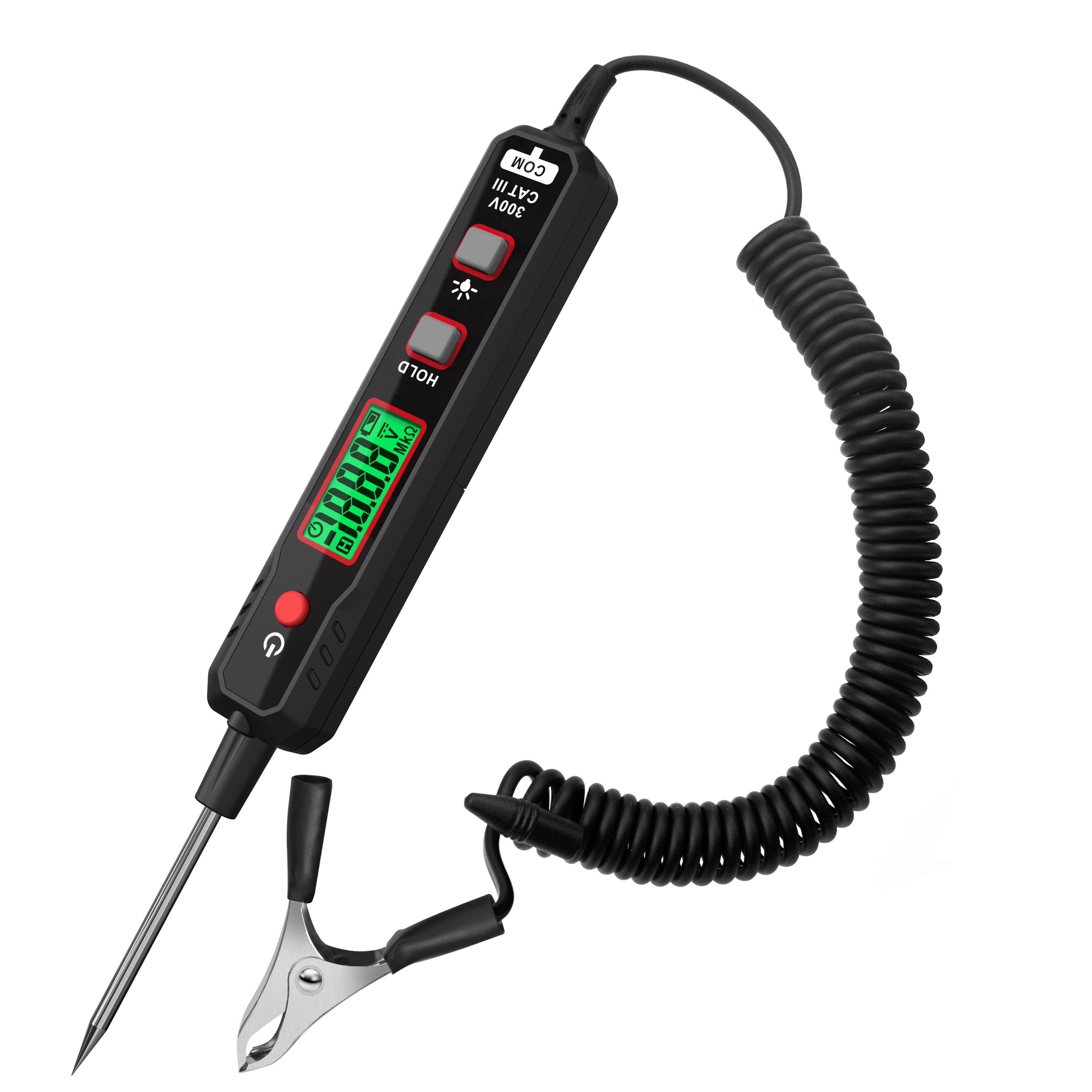 Smart Automotive Circuit Tester Green Backlight Display &Bright Flashlight Appropriate for Various Automobiles and Batteries