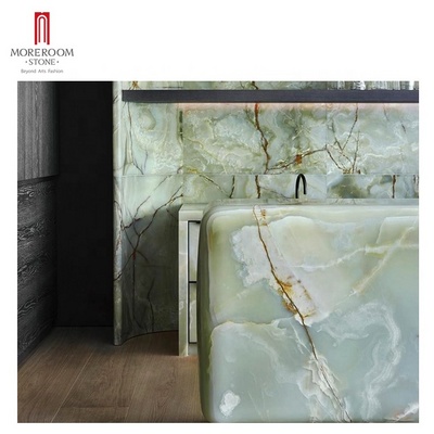 Marble tile translucent green onyx stone slab for vanity top