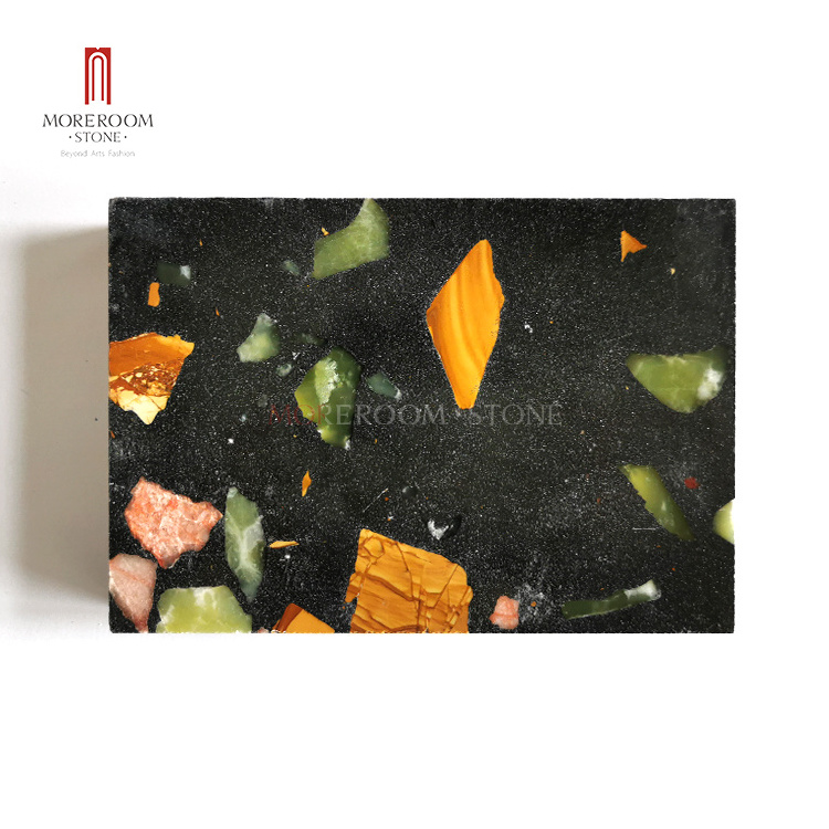 Cheap black large particle marble chips cement terrazzo tile