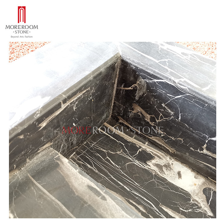 Natural Rectangle black Marble stone bathroom wash basin sink