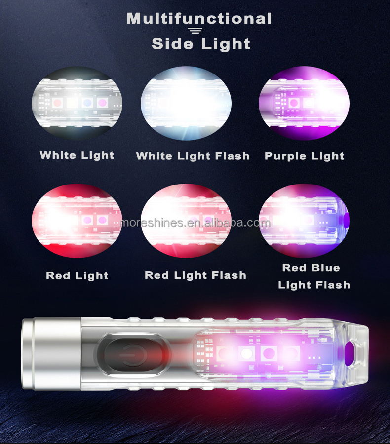 Super Bright Mini rechargeable flashlight Waterproof Florescent Led torch flash light With UV Alert Light