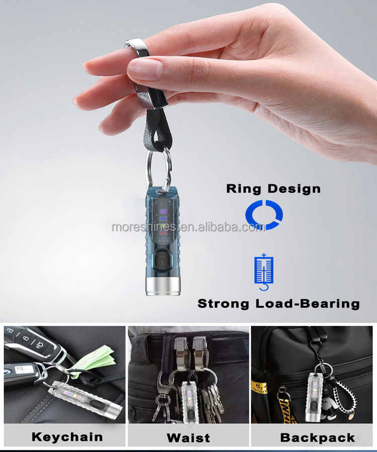 Mini Keychain Torch USB Rechargeable EDC LED Light Flashlight Lamp Portable Handbag Light for Emergency Outdoor Camping