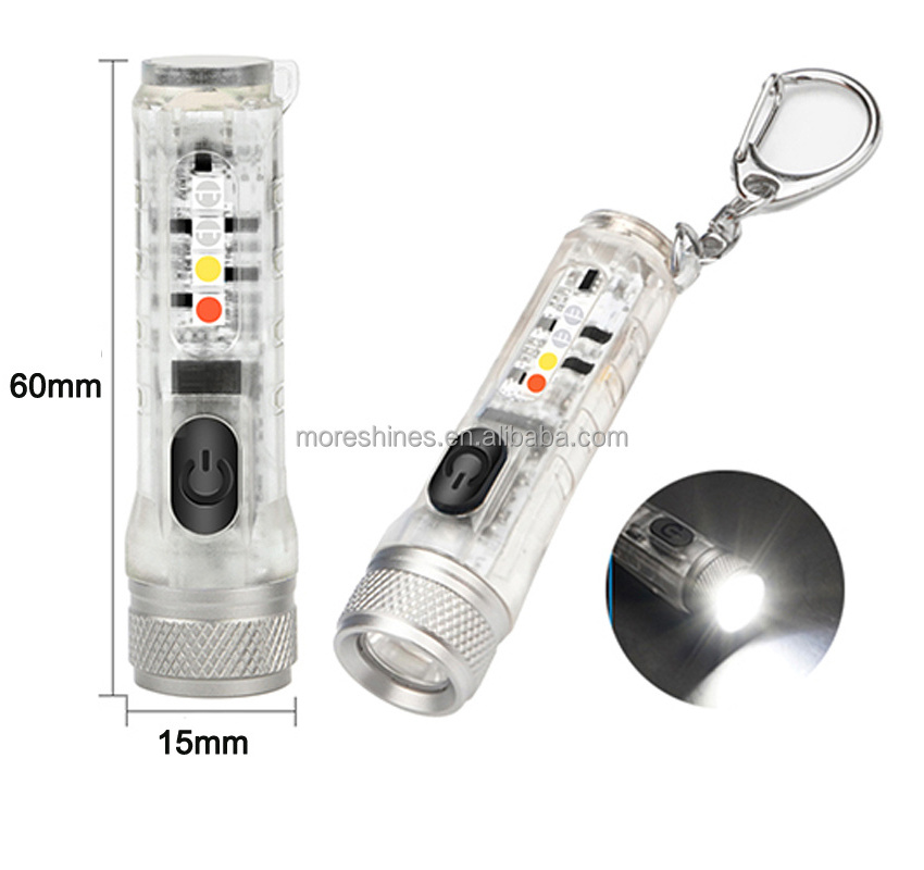 Mini Keychain Torch USB Rechargeable EDC LED Light Flashlight Lamp Portable Handbag Light for Emergency Outdoor Camping