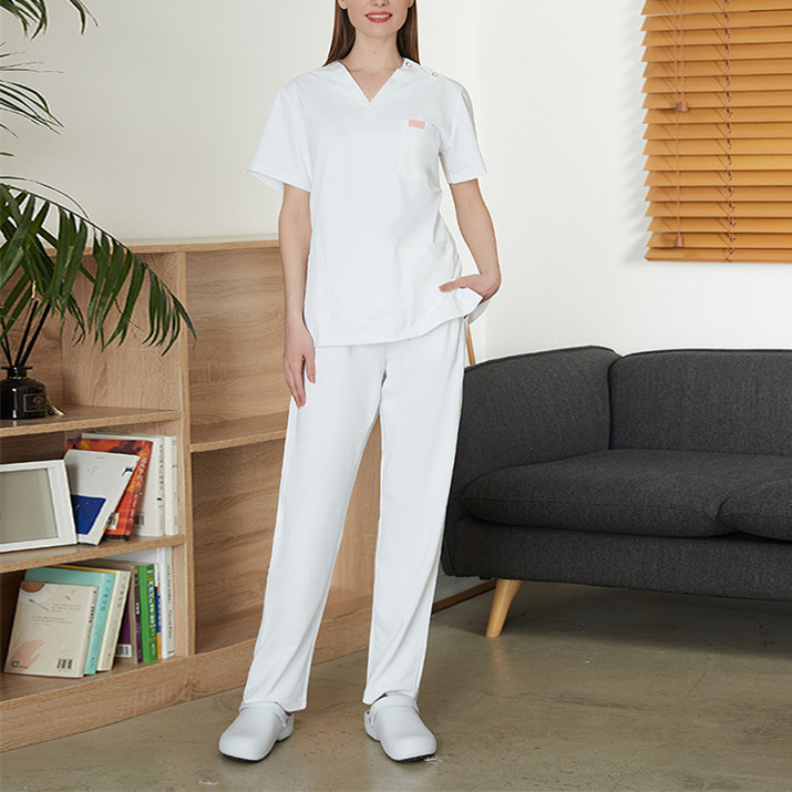 Wholesale Medical Aesthetics Clinic Uniform Set Stylish Nursing Unisex White Scrubs Medical Uniforms For Doctors And Nurses