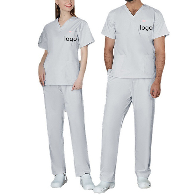 Wholesale Medical Aesthetics Clinic Uniform Set Stylish Nursing Unisex White Scrubs Medical Uniforms For Doctors And Nurses