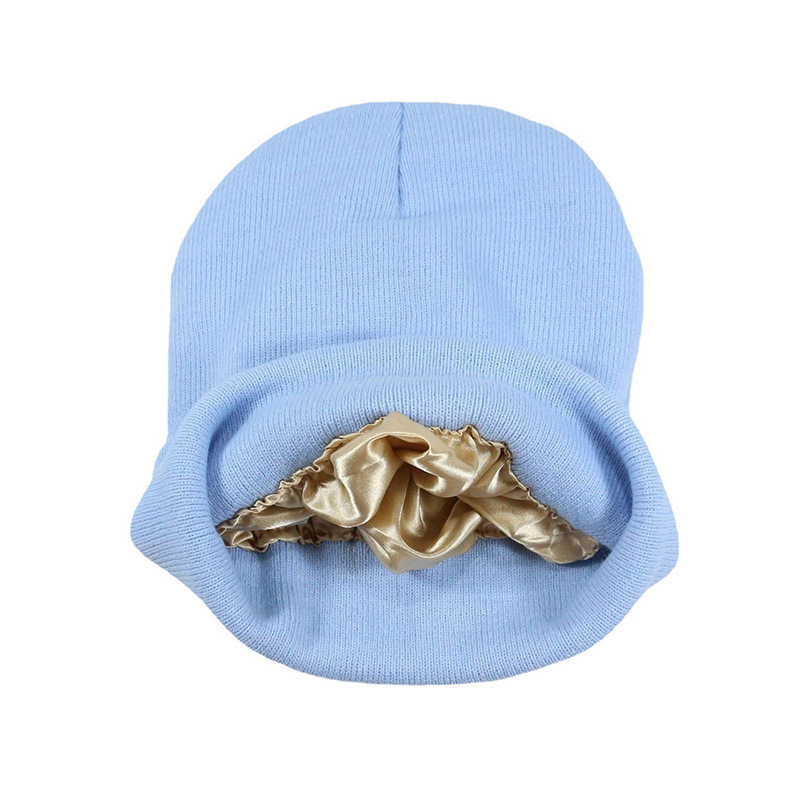 Winter silk lining knitted hat solid color acrylic wool hat with custom logo winter satin lined beanie