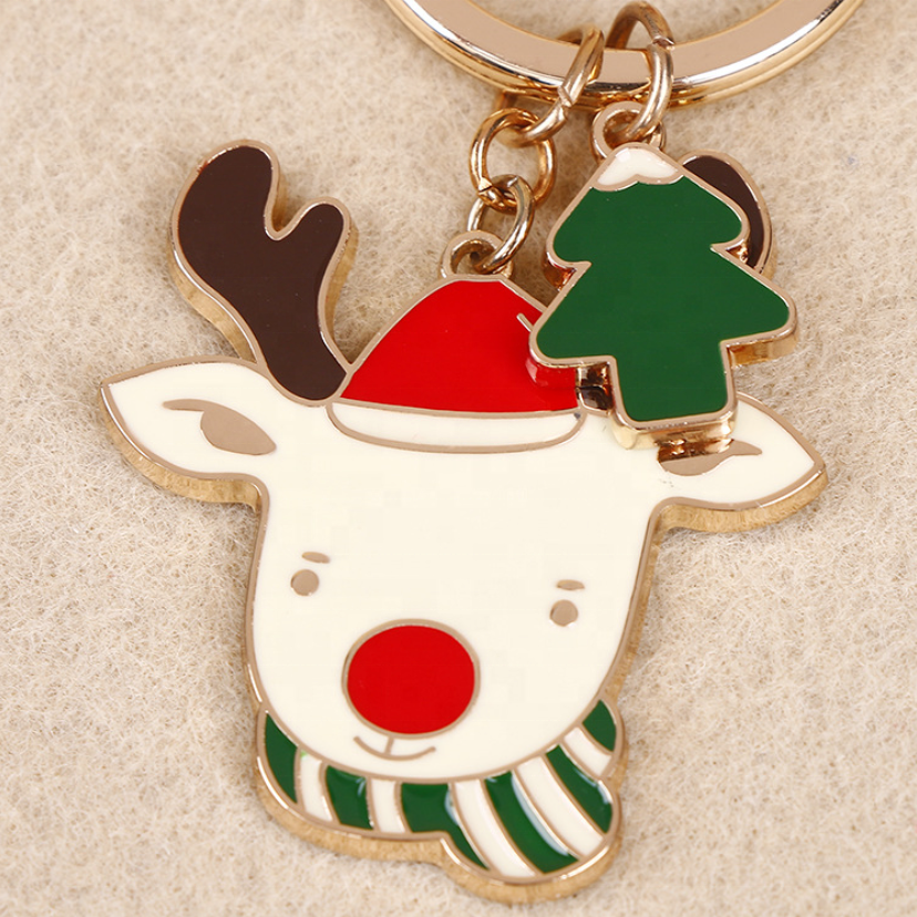 Customized Christmas Promotion Gift Metal Souvenir Craft Enamel Laser Keychain  No Minimum