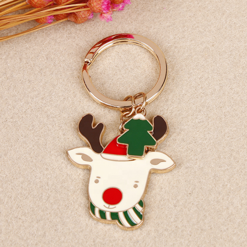 Customized Christmas Promotion Gift Metal Souvenir Craft Enamel Laser Keychain  No Minimum