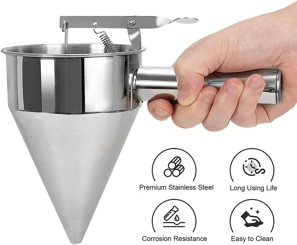 Stainless Steel Detachable Handle Funnel Cake Pancake Batter Dispenser With Stand