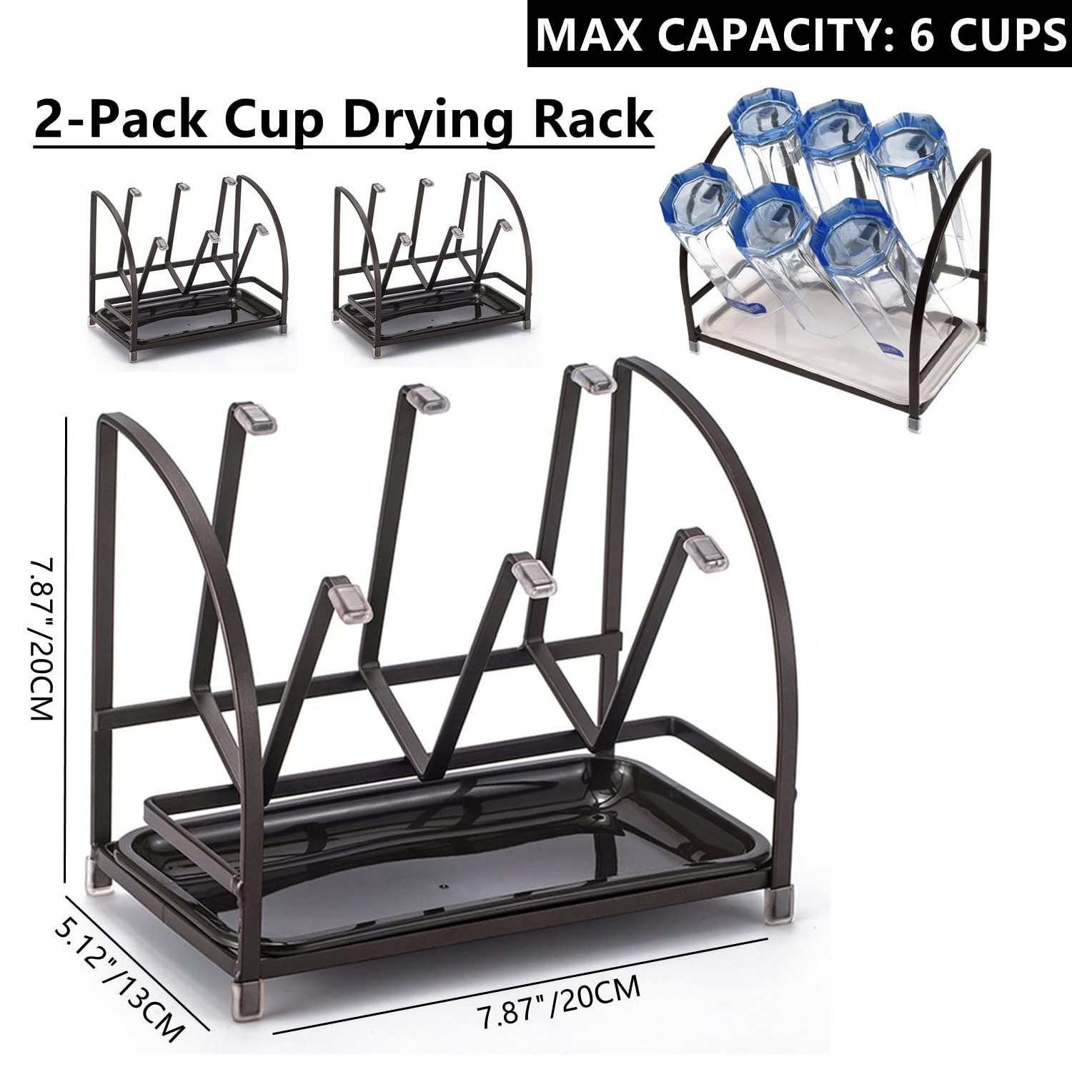 Silicone Protective Hooks Vertical Bottle Drying Rack Glass Bottle Holder glass cup organizer for Glass Coffee Mug Countertop