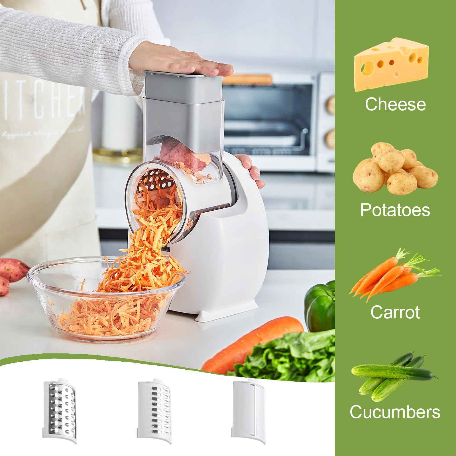 Cheese Grater Block Cheese Vegetables Electric Cheese Grater Detachable Electric Salad Maker for Home Kitchen Use