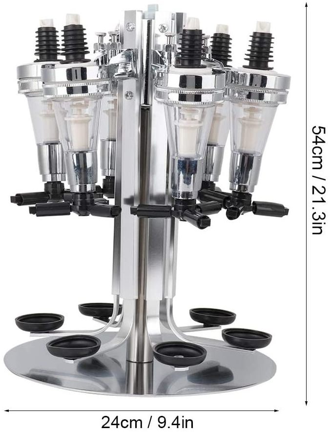 Morezhome high quality 6-Bottle Revolving Alcohol Caddy Liquor Holder Beverage Cocktail Shot Dispenser Bar Butler