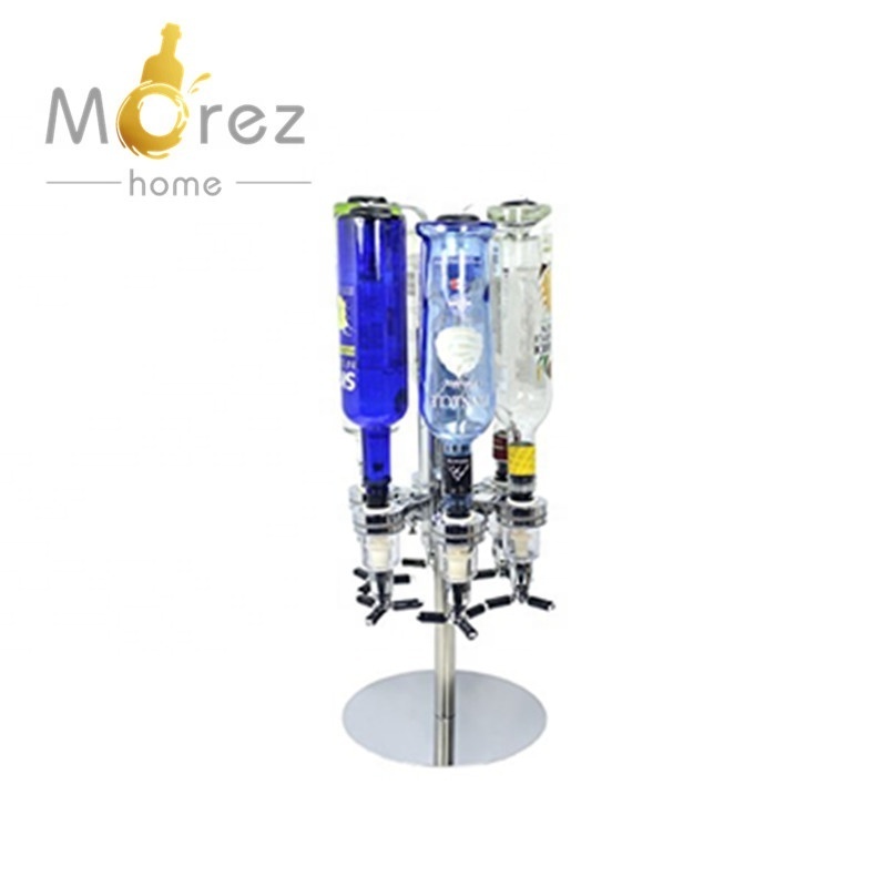 Morezhome high quality 6-Bottle Revolving Alcohol Caddy Liquor Holder Beverage Cocktail Shot Dispenser Bar Butler