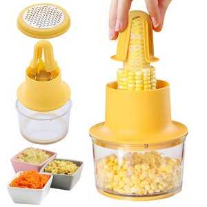 Multifunction Corn Cutter Corn Spripper On The Cob Remover Tool 4 in 1 Stainless Steel Corn Peeler