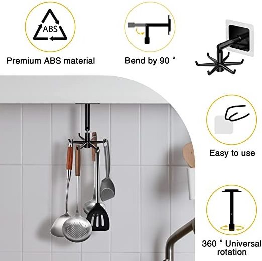 2 pcs Rotating Folding Hook 360 degree Cabinet Hooks Self-Adhesive 180 degree Vertical Flip Hook for Home Kitchen Bathroom