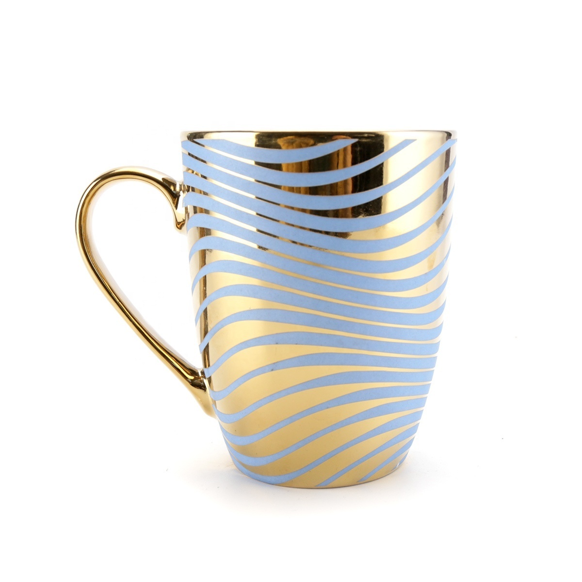 Gold Irregular Stripe Custom Design 12oz Ceramic Coffee Mug