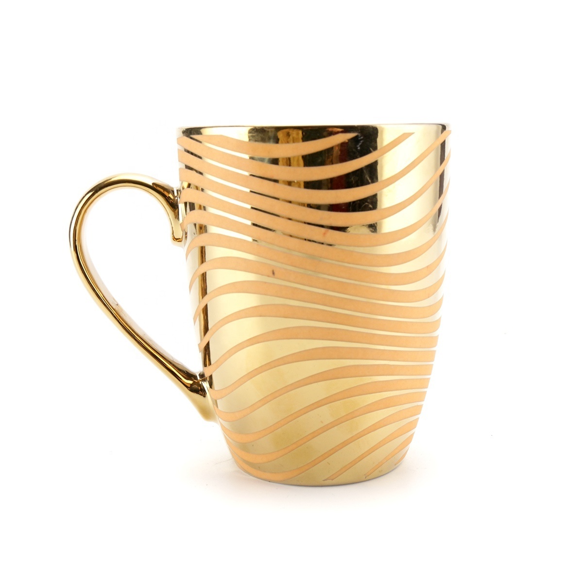 Gold Irregular Stripe Custom Design 12oz Ceramic Coffee Mug