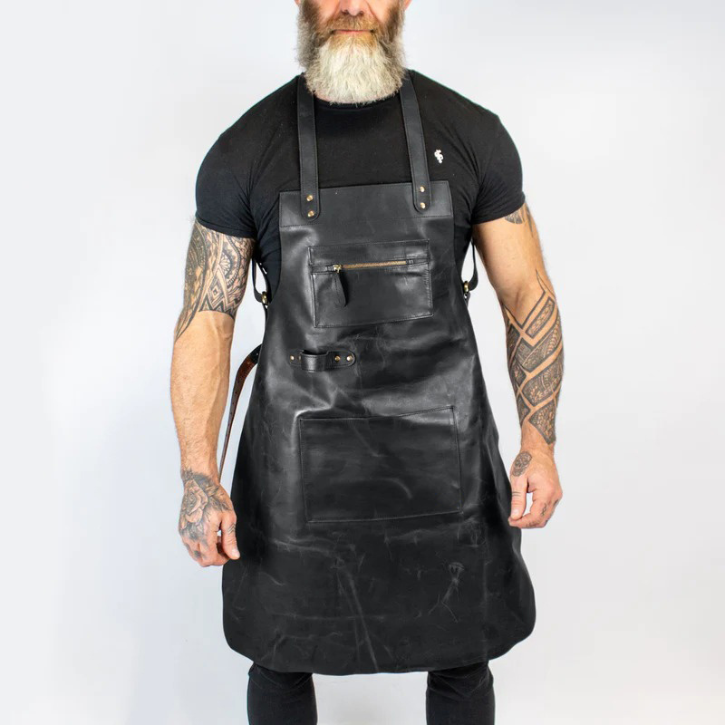 Apron Factory Drop Shipping Unisex Workwear Men Canvas Black Bib Adjustable Cooking For Woman With Tool Pockets Kitchen Aprons