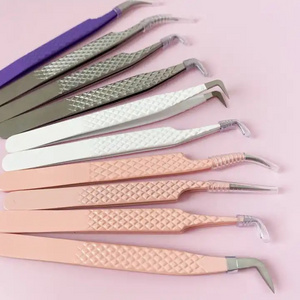 Eyelash Tweezers Imported Top Quality Stainless Tweezer Private Label Bulk Wholesale Lash Tweezers Fiber Tip