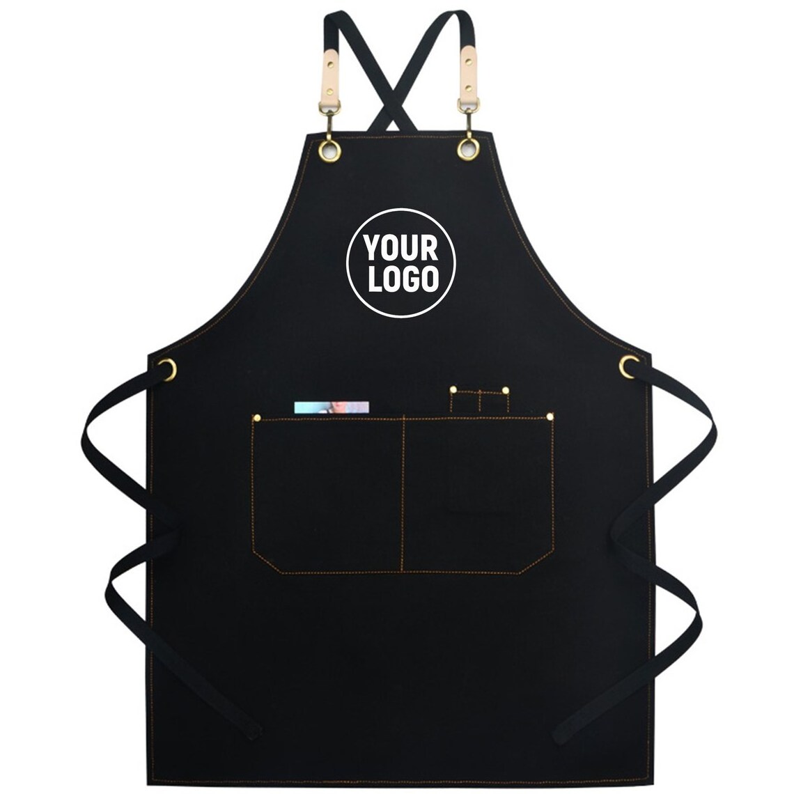 Custom Logo BBQ Canvas Work Tool Salon Apron Barista Chef Cooking Barber Kitchen Aprons Low Price