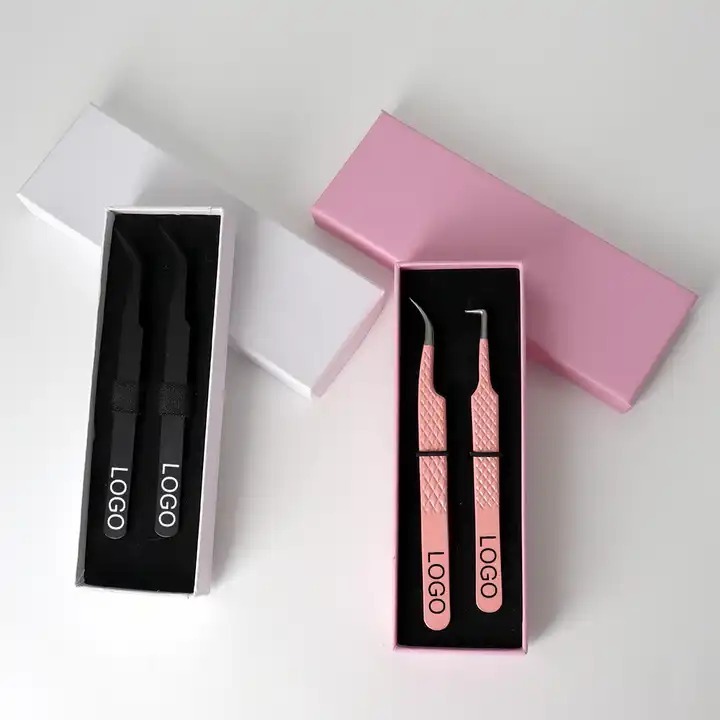 Eyelash Tweezers Imported Top Quality Stainless Tweezer Private Label Bulk Wholesale Lash Tweezers Fiber Tip