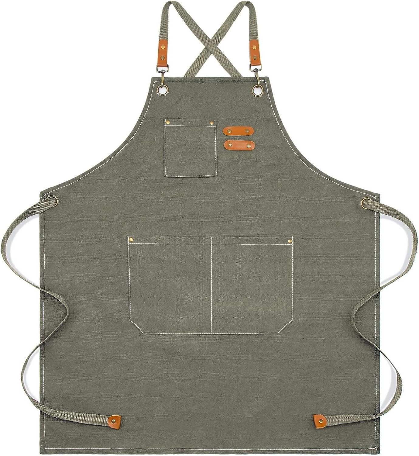 Custom Household Waterproof and Oil Proof Women Men Leather Canvas Kitchen Chef Cooking Aprons