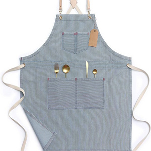 Custom Household Waterproof and Oil Proof Women Men Leather Canvas Kitchen Chef Cooking Aprons