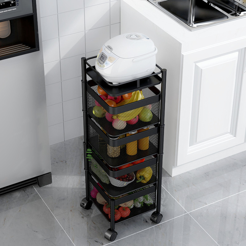 multi tier rotating 360 degree rotating square shelf stainless steel kitchen shelf with wheels