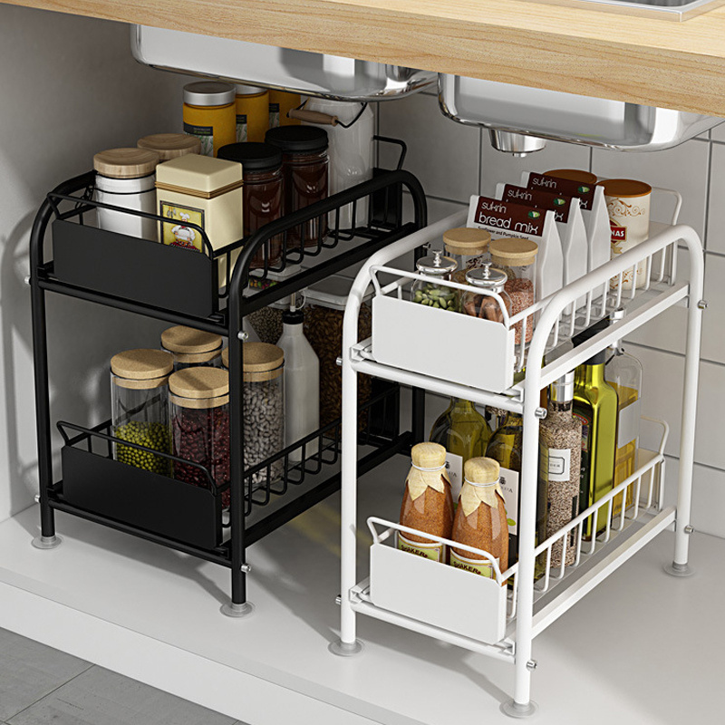 Morgie Factory Supply Drying Sliding Drawer Kitchen Storage Rack Under Sink Organizer Desktop Cabinet Shelf