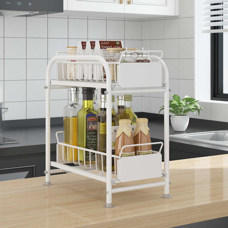 Morgie Factory Supply Drying Sliding Drawer Kitchen Storage Rack Under Sink Organizer Desktop Cabinet Shelf