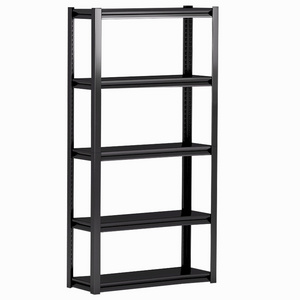 Morgie all metal storage garage 5 layer boltless warehouse rack iron shelves boltless shelving black racking shelf 5 tiers