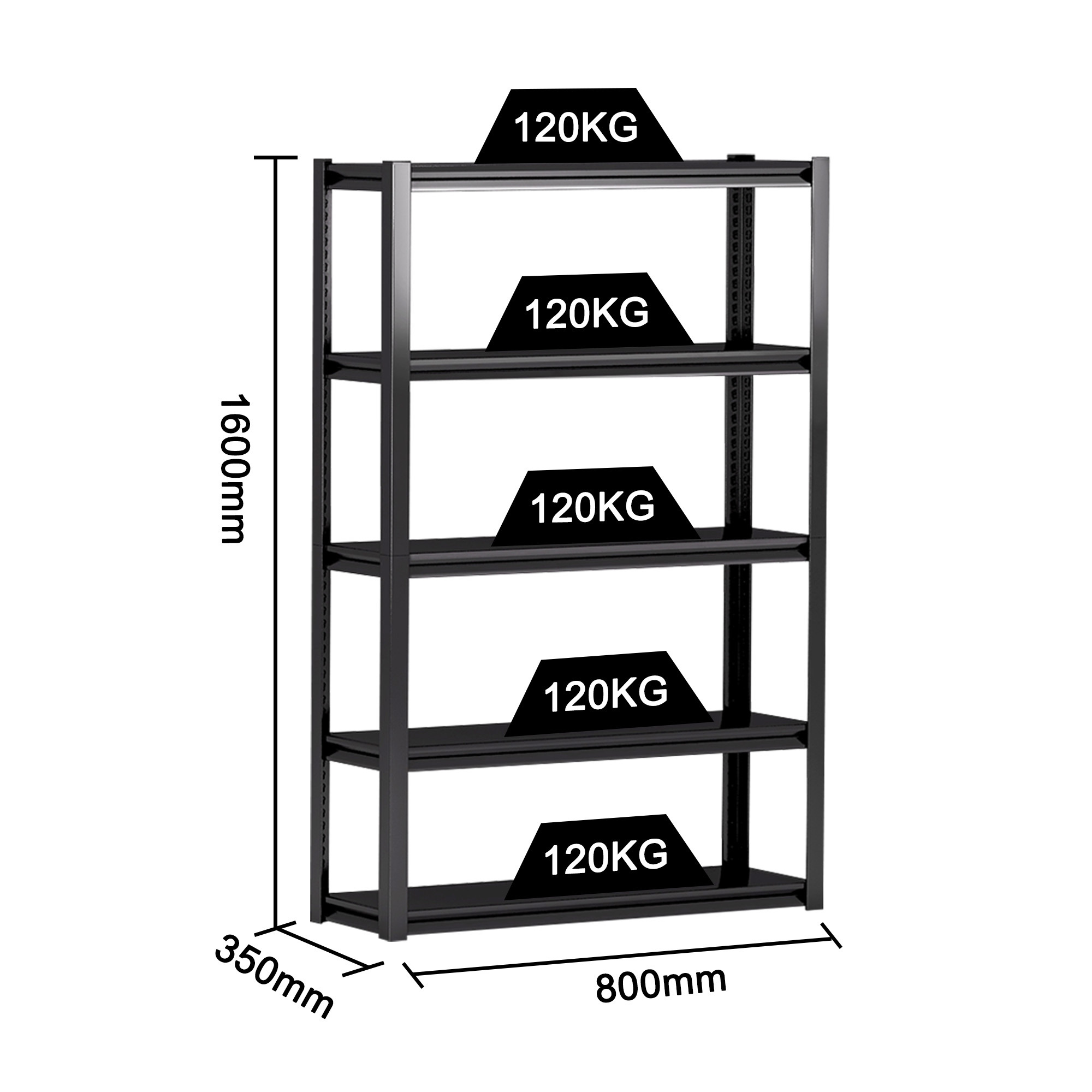 Morgie steel display storage racks shelving units kitchen all metal storage warehouse garage 5 layer boltless racking black