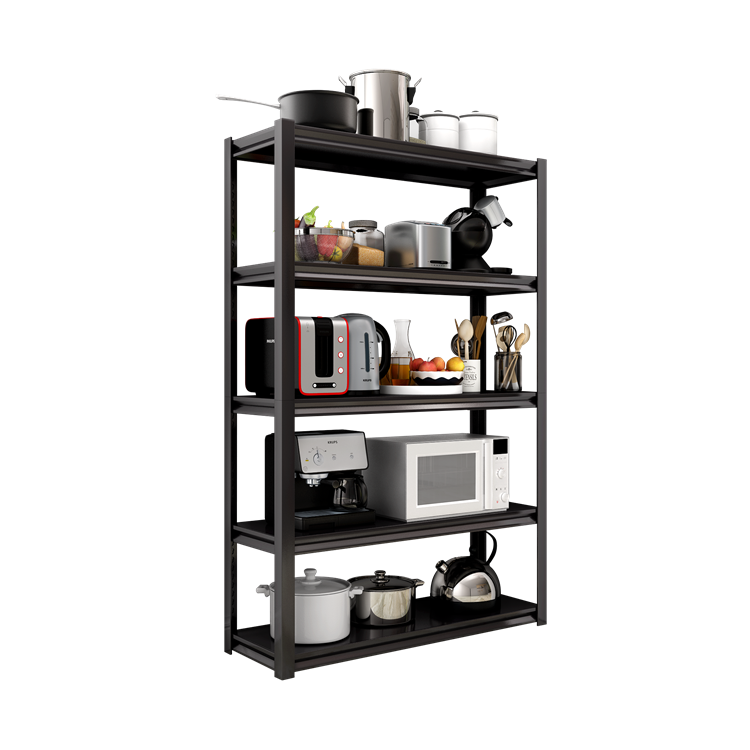 Morgie all metal storage garage 5 layer boltless warehouse rack iron shelves boltless shelving black racking shelf 5 tiers