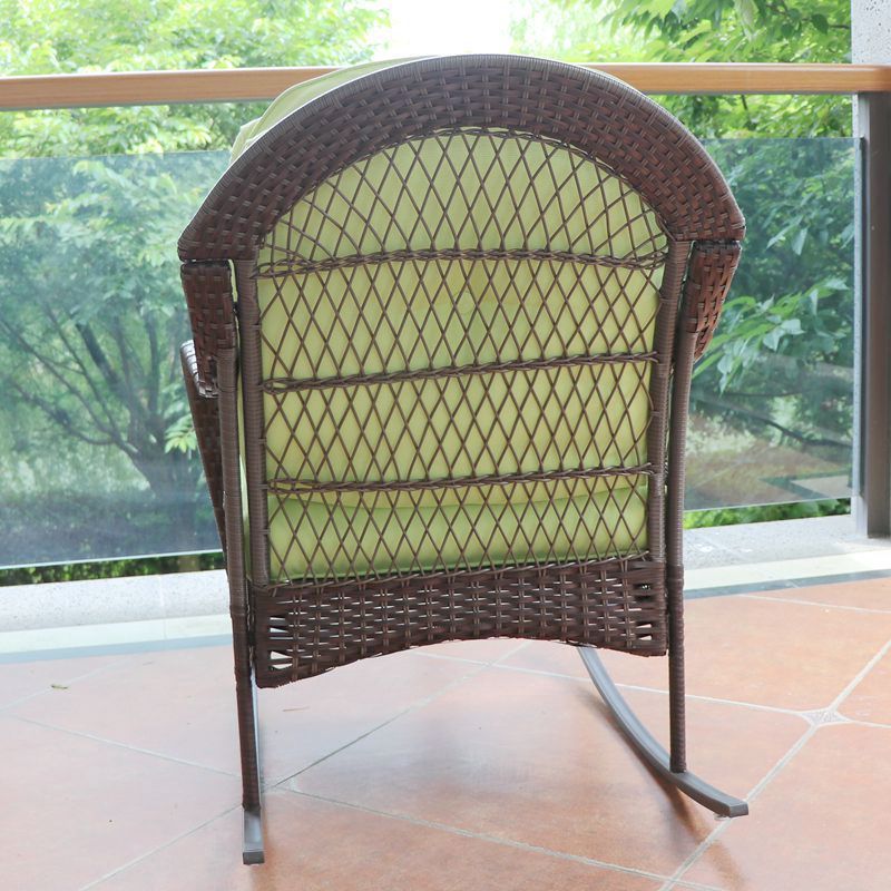 PE Rattan Wicker Outdoor Garden Patio Furniture elbow Arm Rocking Chair With Cushions 50*70*62/94 CM