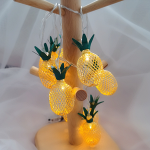 Tropical Summer Theme Hawaiian Luau Tropical Themed Birthday Party Metal 3D Pineapple Fairy String Christmas Holiday Led Decor Lights